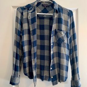 Aeropostale Cropped Flannel Teal and Grey